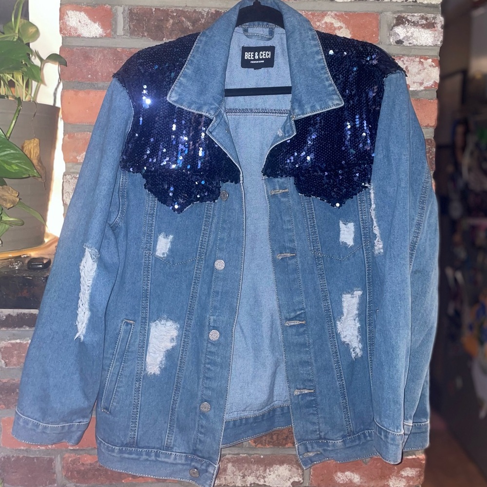 Blue Sparkly Jean Jacket
